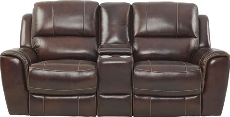 Lanzo Merlot Leather Dual Power Reclining Console Loveseat - Rooms To Go