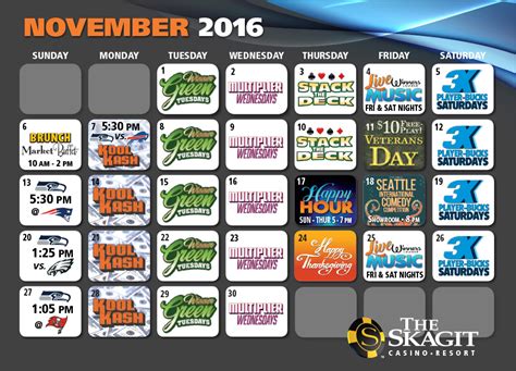 Casino Calendar - The Skagit Casino Resort