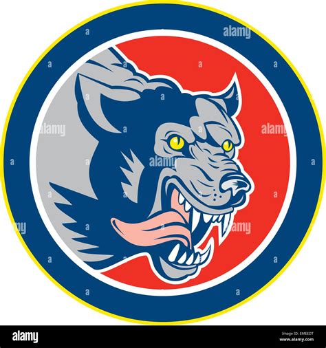 Angry Wolf Wild Dog Head Circle Retro Stock Vector Image & Art - Alamy