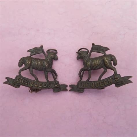 THE QUEEN'S (ROYAL West Surrey Regiment) British Army/Military Collar Badges $17.15 - PicClick