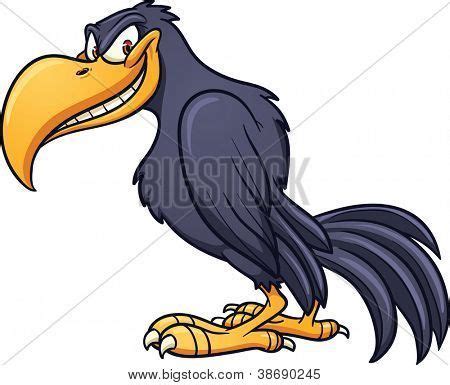 Evil cartoon crow. Vector clip art illustration with simple gradient. All in a single layer ...