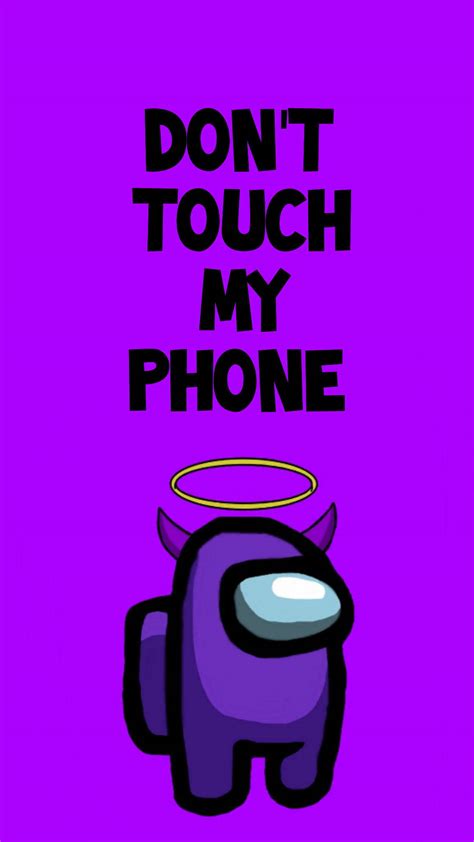 Download Purple Funny Get Off My Phone Among Us Wallpaper | Wallpapers.com