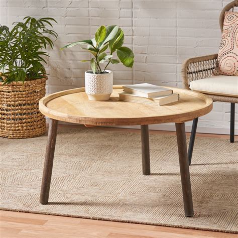 Noble House Camry Rustic Handcrafted Round Mango Wood Coffee Table ...