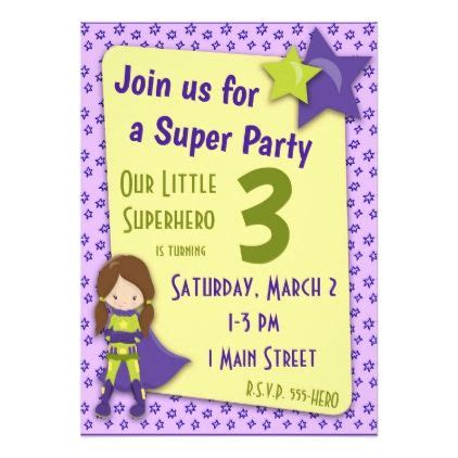 Superhero Birthday Invitation (Girl Purple) - birthday cards ...