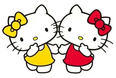 Hello Kitty (red) and her twin sister Mimmy (yellow) | :: Hello Kitty :: | Pinterest | Twin ...