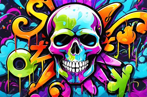 Premium AI Image | Skull Graffiti Background Skull Graffiti Wallpaper ...