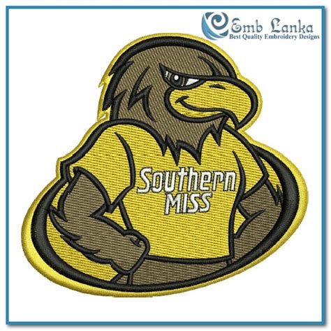 Southern Miss Golden Eagles Mascot Logo Embroidery Design | Emblanka.com