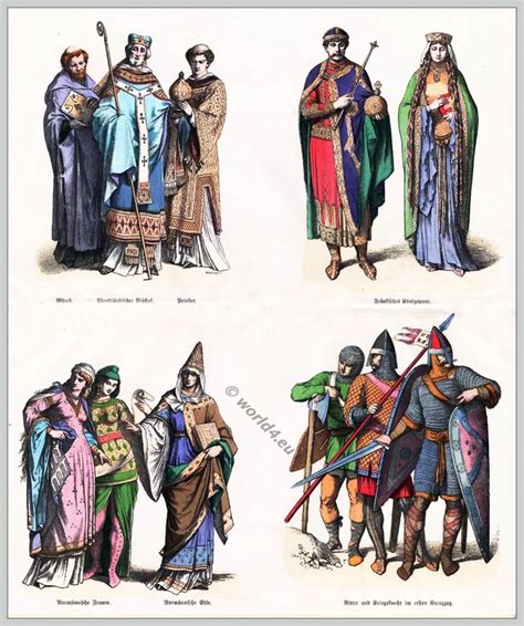 Costumes of the 11th century. Monastic, Normans, Crusaders.