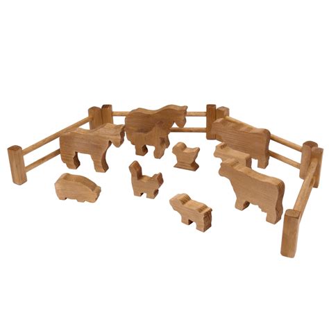 Wooden Toy Farm Animal Set – AmishToyBox.com