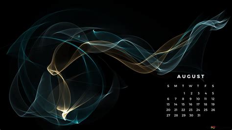 Abstract Minimalist Green and Gold Lightwave August 2023 Calendar 4K ...