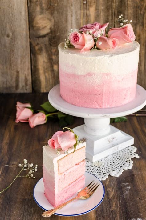 Strawberry Pink Ombre Cake - Oh Sweet Basil