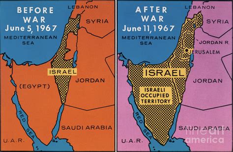 Map Showing Israeli Gains From Six Day by Bettmann