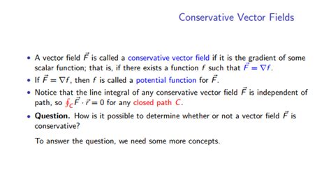 Solved Conservative Vector Fields A vector field F is called | Chegg.com