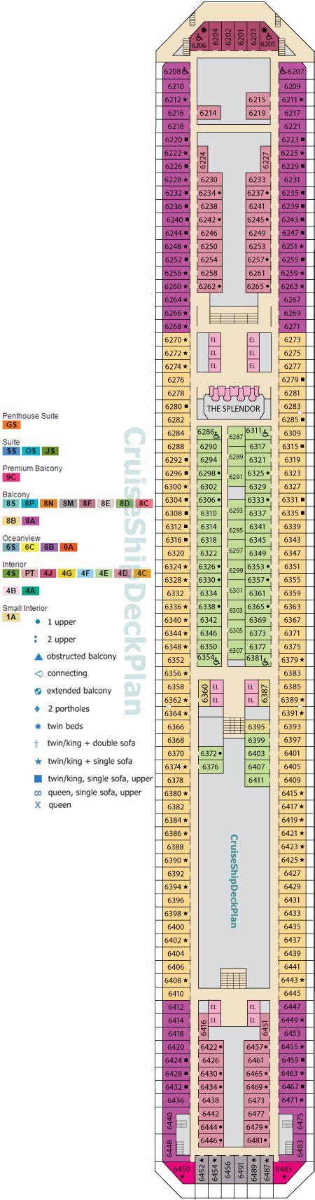 Carnival Splendor Deck Plan | Carnival splendor, Carnival cruise, Deck ...