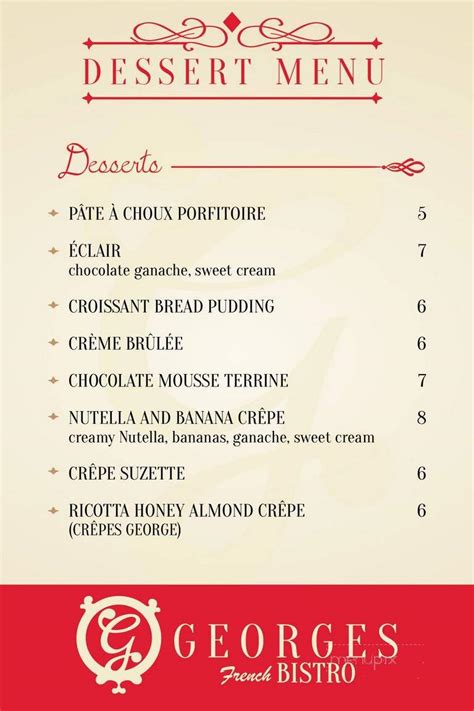 Menu of Georges French Bistro in Wichita, KS 67208