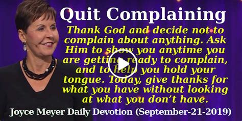 Joyce Meyer Daily Devotion (September-21-2019) Quit Complaining