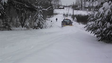 snow plow truck plowing our very long driveway - YouTube