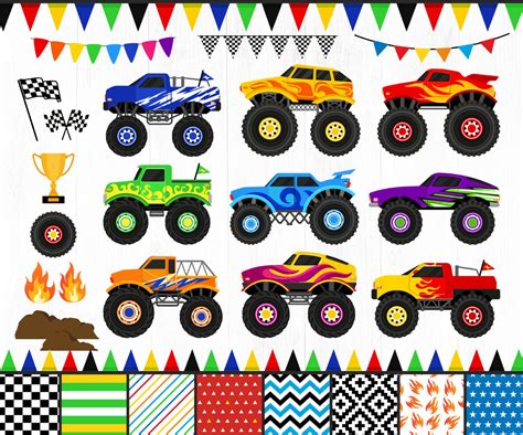 Monster Trucks Clipart Monster Truck Clipart Bundle Trucks - Etsy Canada