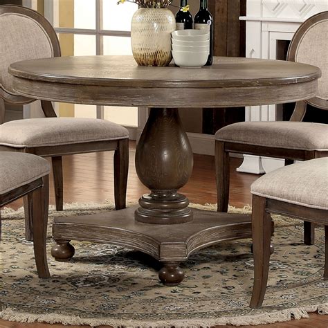 Furniture of America Chlido Wood 48-Inch Round Dining Table in Rustic Oak