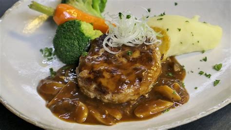 Hamburg Steak with Mushroom Gravy Sauce - Recipe