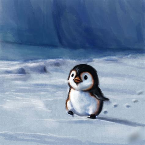 Download Oil Painting Cute Adélie Penguin Picture | Wallpapers.com