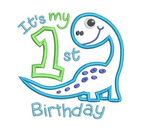 1st Birthday Machine Embroidery Applique Design Dinosaur - Etsy