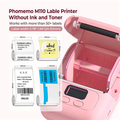 Phomemo 1 set M110 Label Makers with 3 Labels - Barcode Label Printer Wireless Label Maker ...