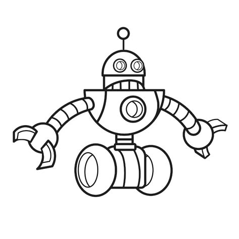 Premium Vector | Robot black and white for coloring