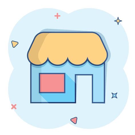 Grocery store icon in comic style. Shop building vector cartoon ...