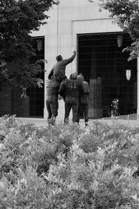 Ara Parseghian statue at the University of Notre Dame in black and white Photograph by Eldon ...