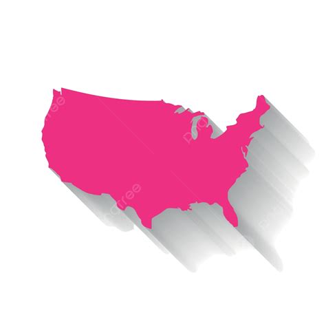 Pink Usa Map With Shadow Effect On White Background Vector, Cartography, Element, Map Of Usa PNG ...