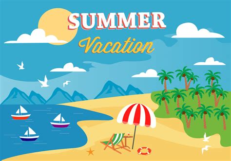 Free Summer Beach Vector Illustration 117477 Vector Art at Vecteezy