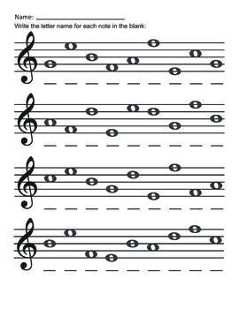 Treble Clef Lines and Spaces - FREE Worksheets | Music theory worksheets, Music worksheets ...