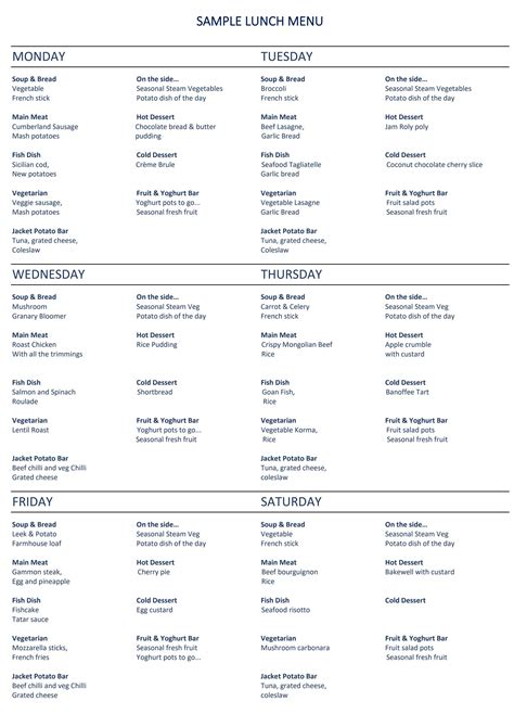 Windermere School, Sample Menu by windermeresch - Issuu