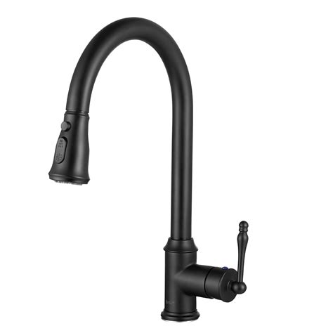 AKDY Kitchen Faucet with Pull Down Sprayer - Single Handle Matte Black High Arc Kitchen Sink ...