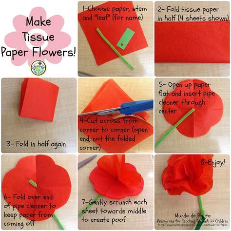 7 Steps for making tissue paper flowers! | Mundo de Pepita