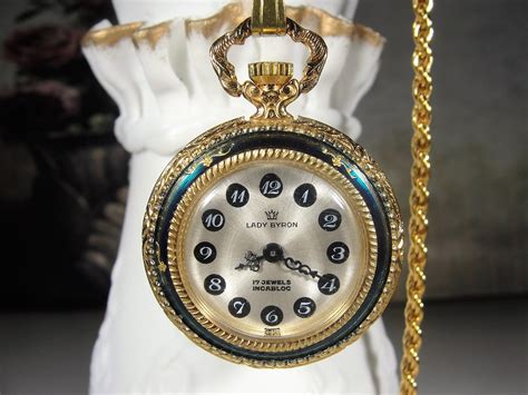 Pendant Pocket Watch, Vintage Lady Byron 17 Jewels Incabloc Mechanical ...