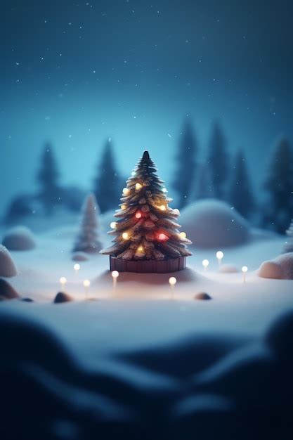 Premium AI Image | A christmas tree in a snowy landscape