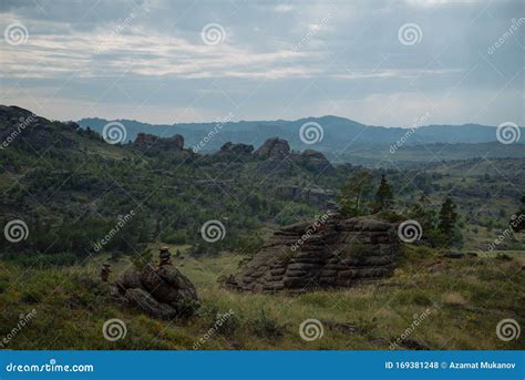 Landscape of Kazakhstan Steppe Stock Photo - Image of natural, petroglyphs: 169381248