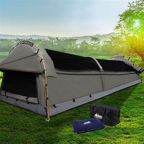 Weisshorn King Single Swag Camping Swag Canvas Tent - Grey