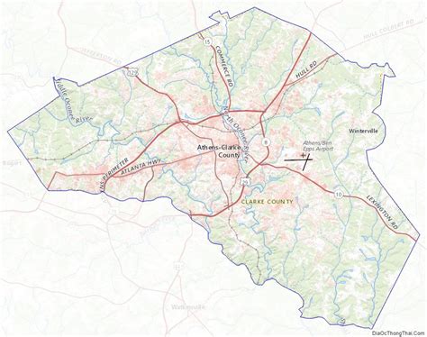 Map of Clarke County, Georgia - Thong Thai Real