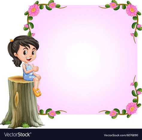 Asian girl and pink border with flowers design. Download a Free Preview or High Quality Adobe ...