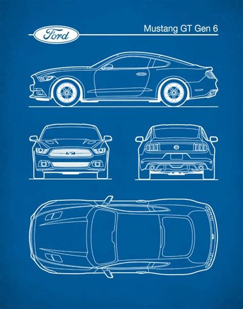 Patent Print, Auto Art, Gen 6, Ford Mustang Blueprint, Car Art, Muscle Car, Ford Mustang Poster ...