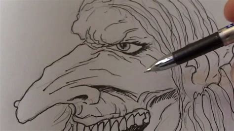 How To Draw A Witch Face Part 2: Inking - YouTube