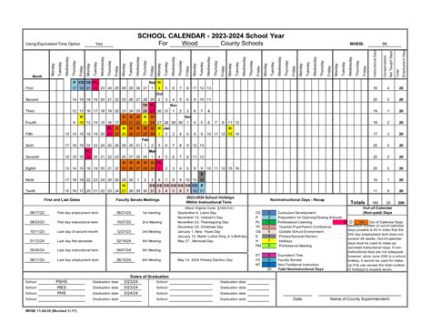 District Calendar for the 2023-2024 Academic Year | Wood County Schools