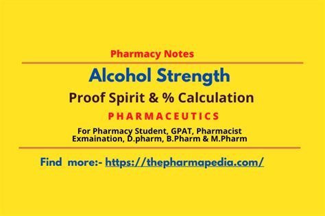 Alcohol Strength | Proof Spirit & % Calculation | The Pharmapedia