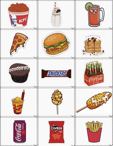 Sticker Calcomanias Comida Rapida Estampas Decorativas Tamaño Carta - Cute Shop