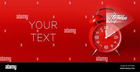 Alarm clock with timer for 10 minutes on color background with space for text. Time management ...