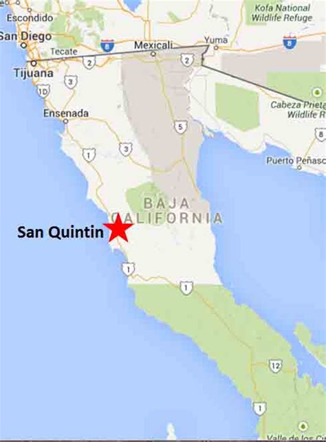 San Quintin map - On The Road In Mexico