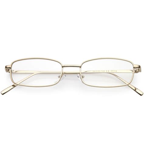 Classic Metal Rectangle Eyeglasses Slim Arms Clear Lens 52mm (Gold ...